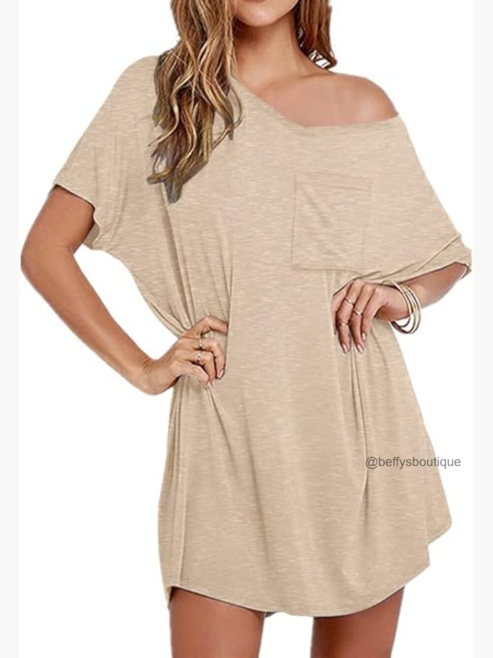 Cotton V Neck Sleepshirt Knee Length Nightgown